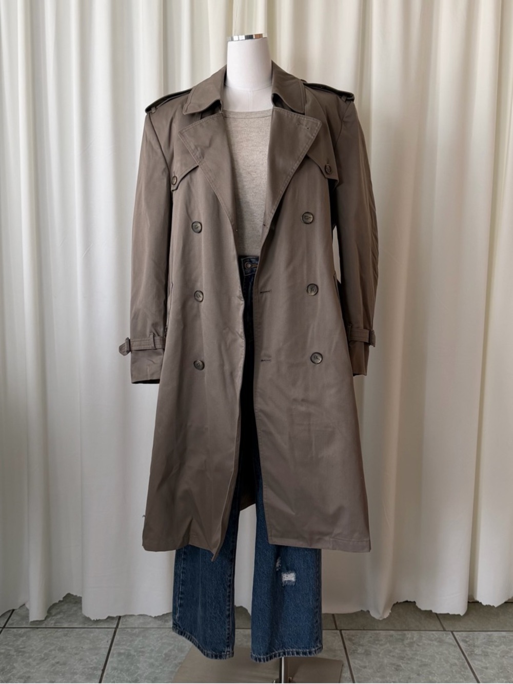 Vintage 80s Arnie II Trench Coat Men’s 40 Reg Taupe. - Picture 4 of 15
